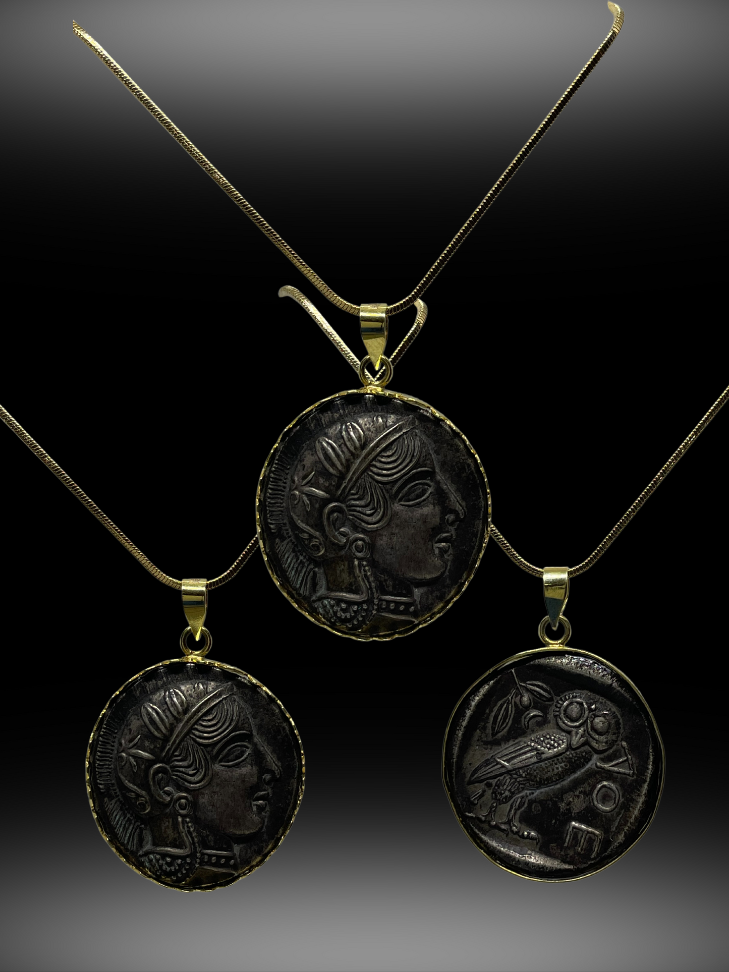 Goddess Athena Coin (405 BCE) in 14k Gold Pendant - Grace and Wisdom Preserved