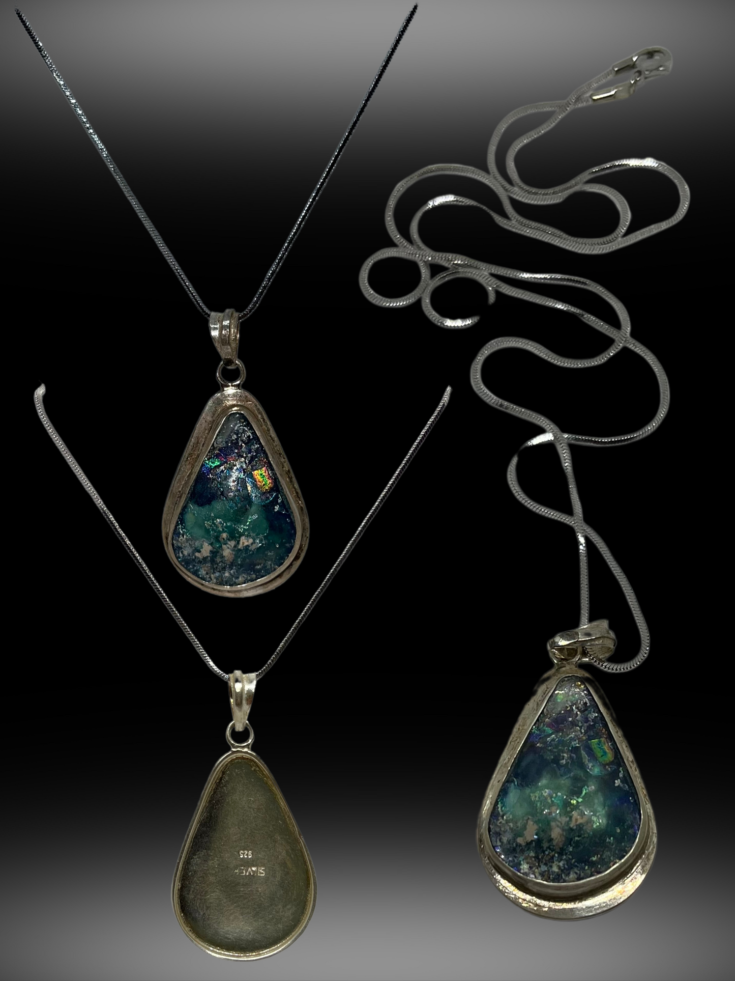 Echoes of Antiquity: Roman Glass in Sterling Silver Pendant