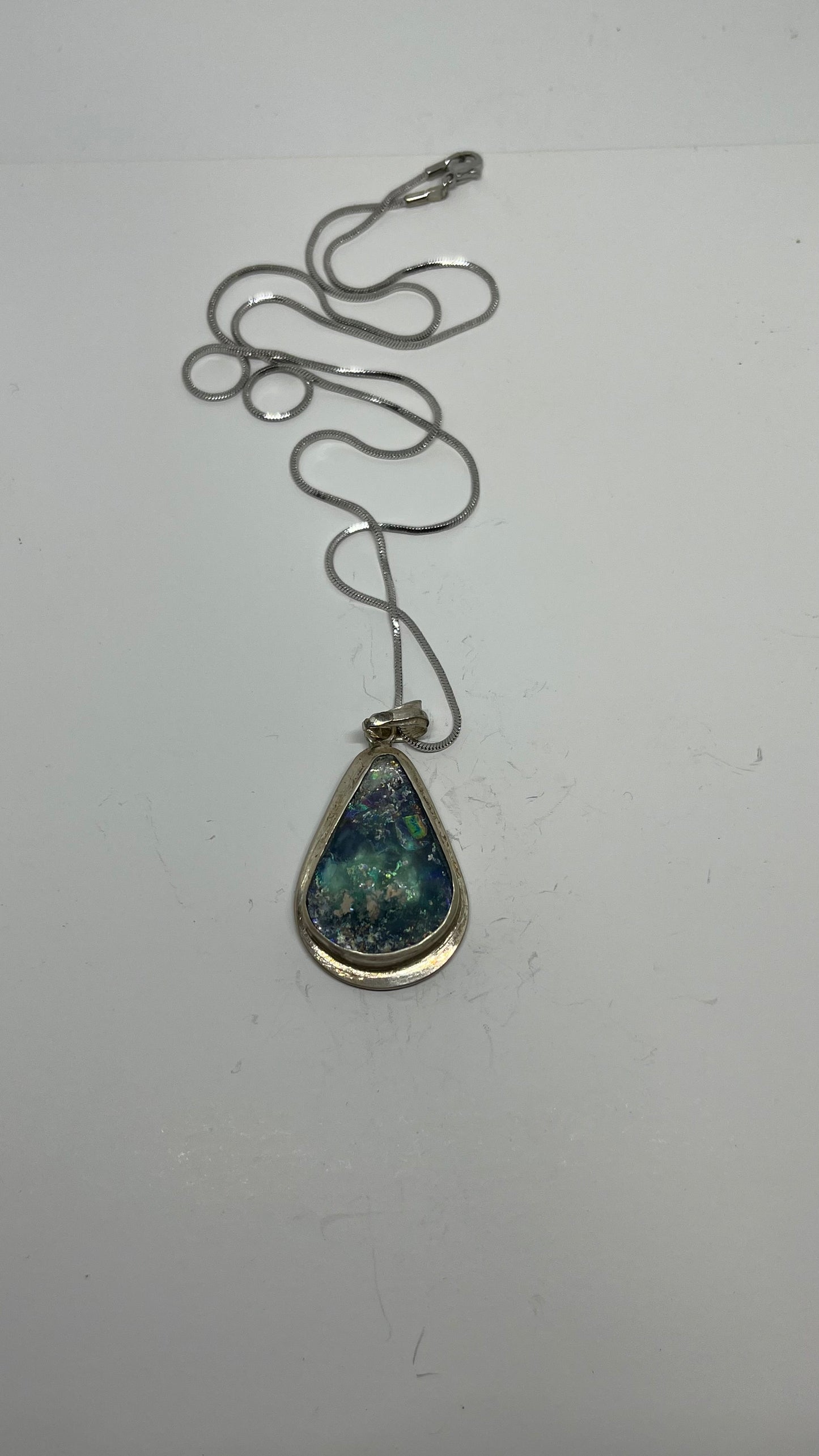 Echoes of Antiquity: Roman Glass in Sterling Silver Pendant