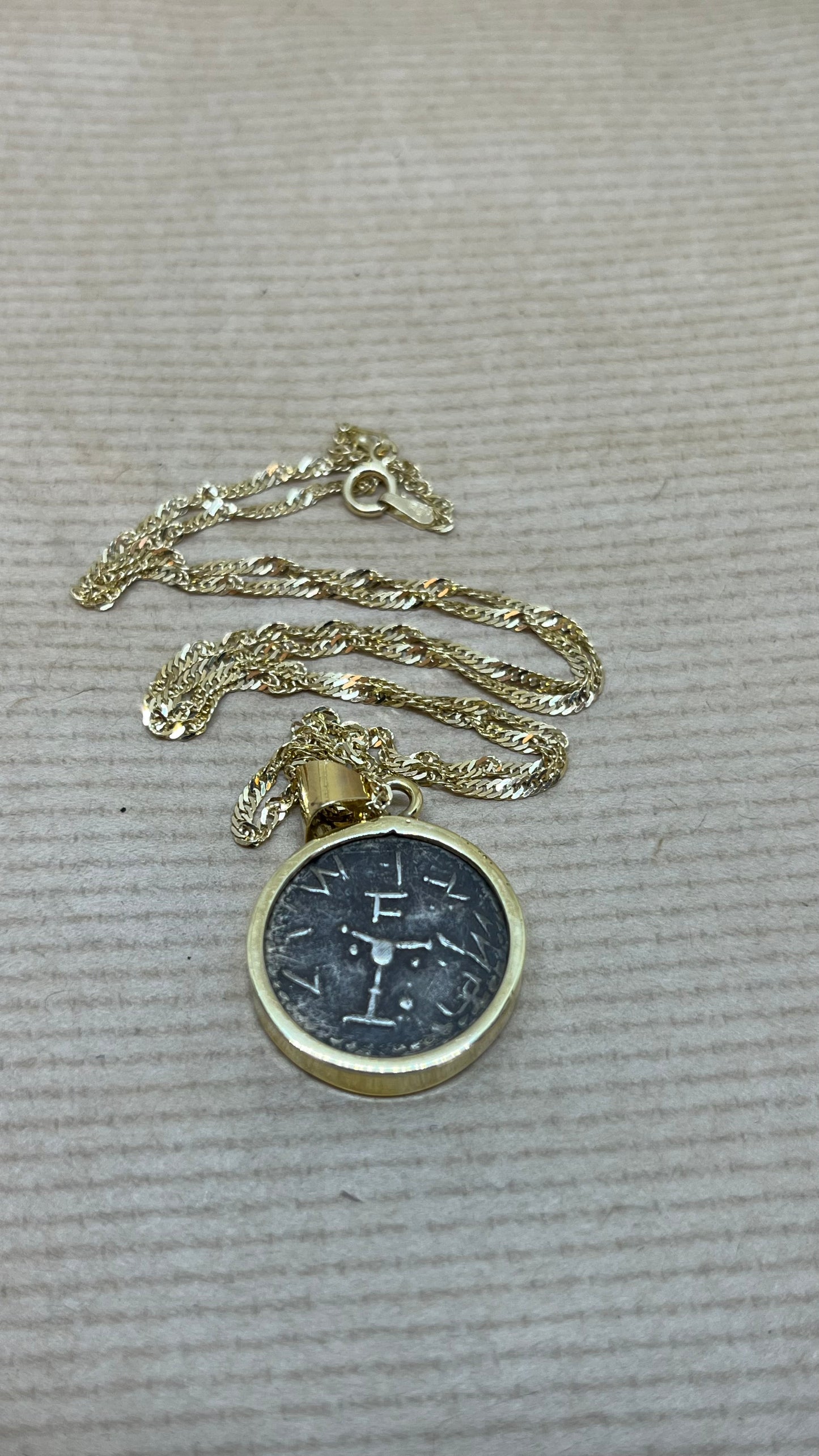 Divine Tribute: Half Temple Shekel Year 1 in 14K Gold Pendant