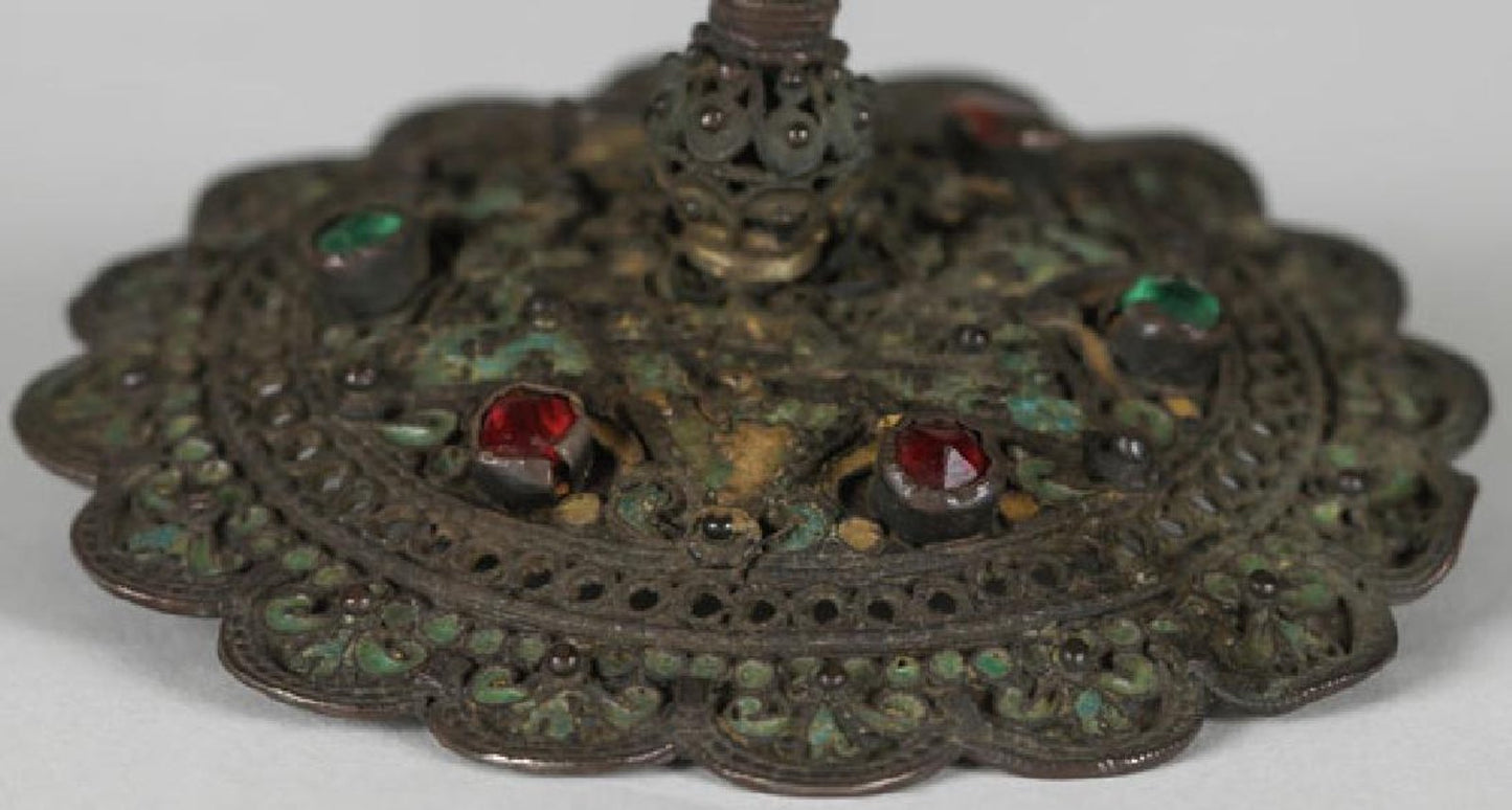 FINE SILVER & ENAMEL MOUNTED WOOD CROSS MT ATHOS 18THC