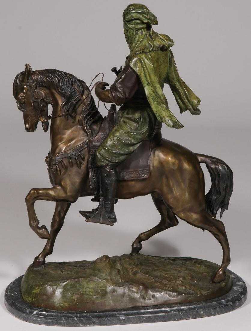 LARGE ARAB ON HORSEBACK BRONZE