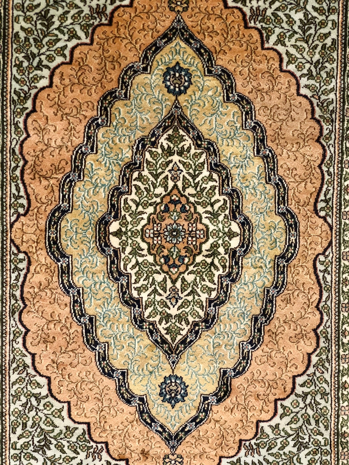 Persian Qom handmade silk on silk carpet.