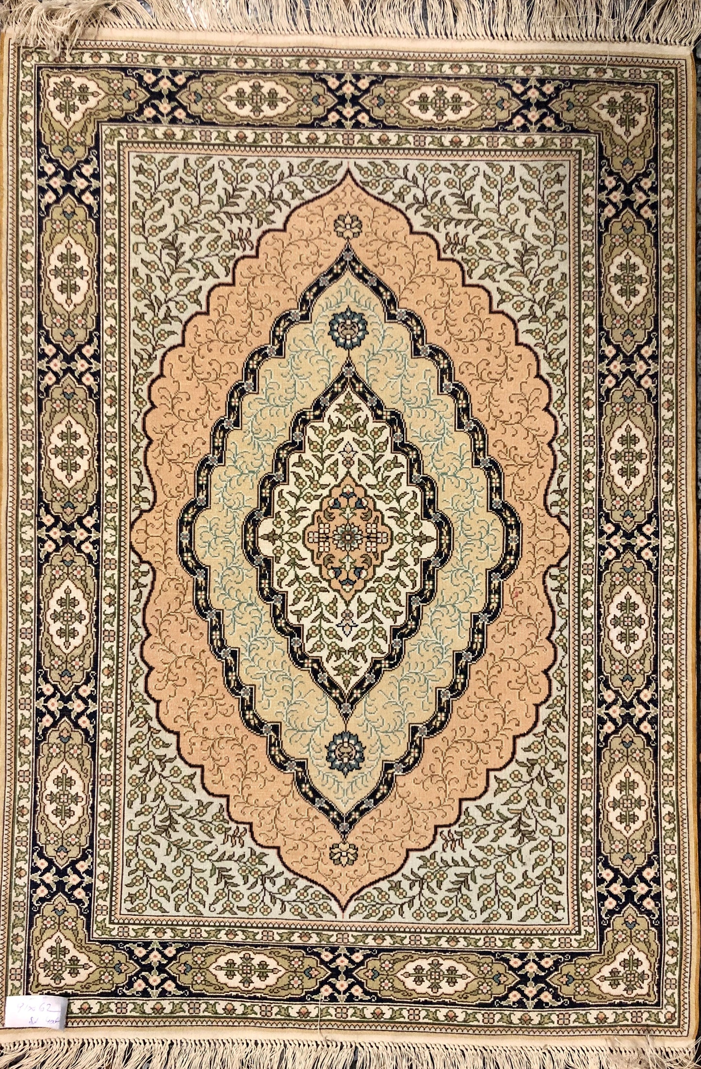 Persian Qom handmade silk on silk carpet.