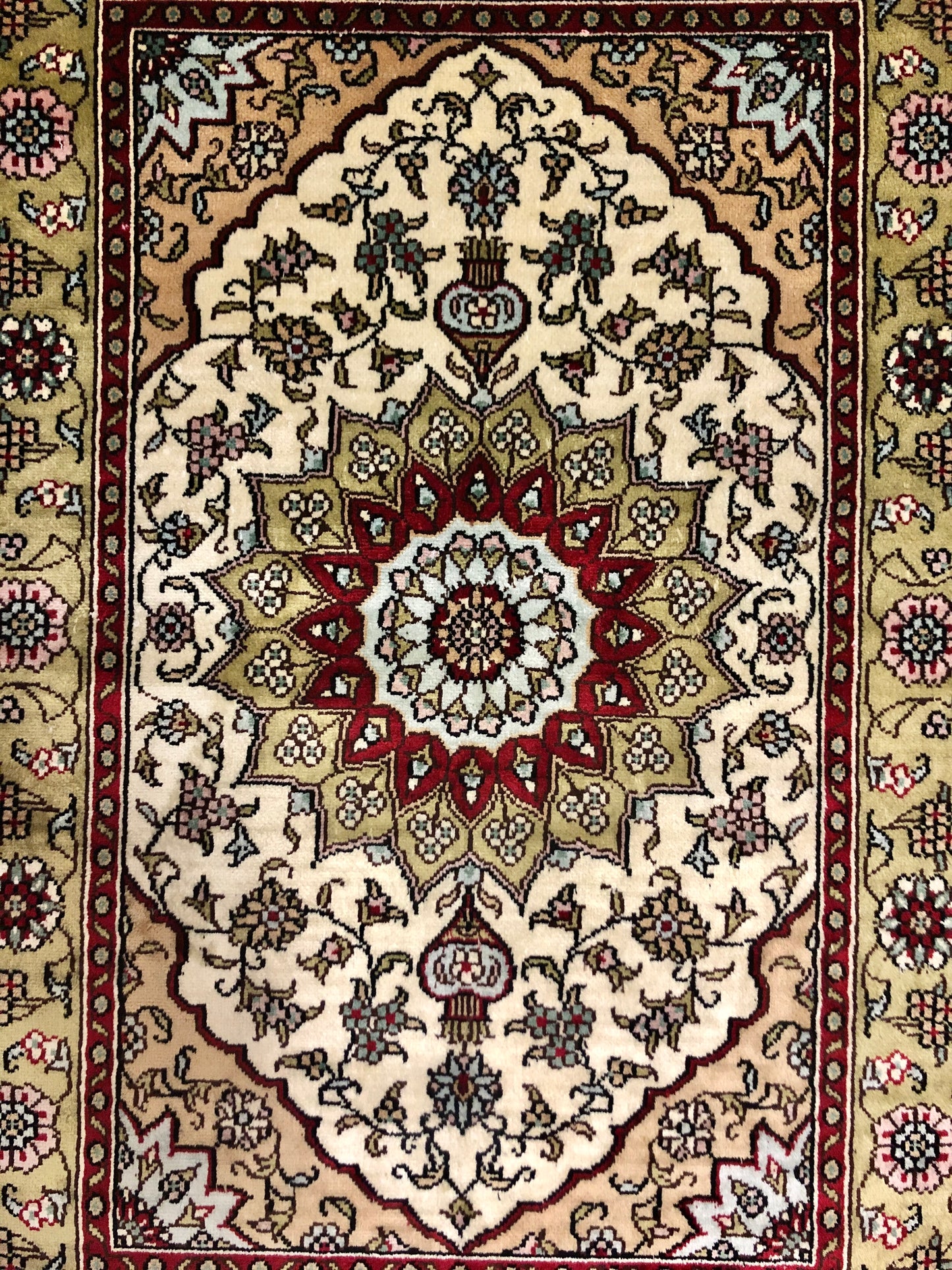 Persian Qom handmade silk on silk carpet.