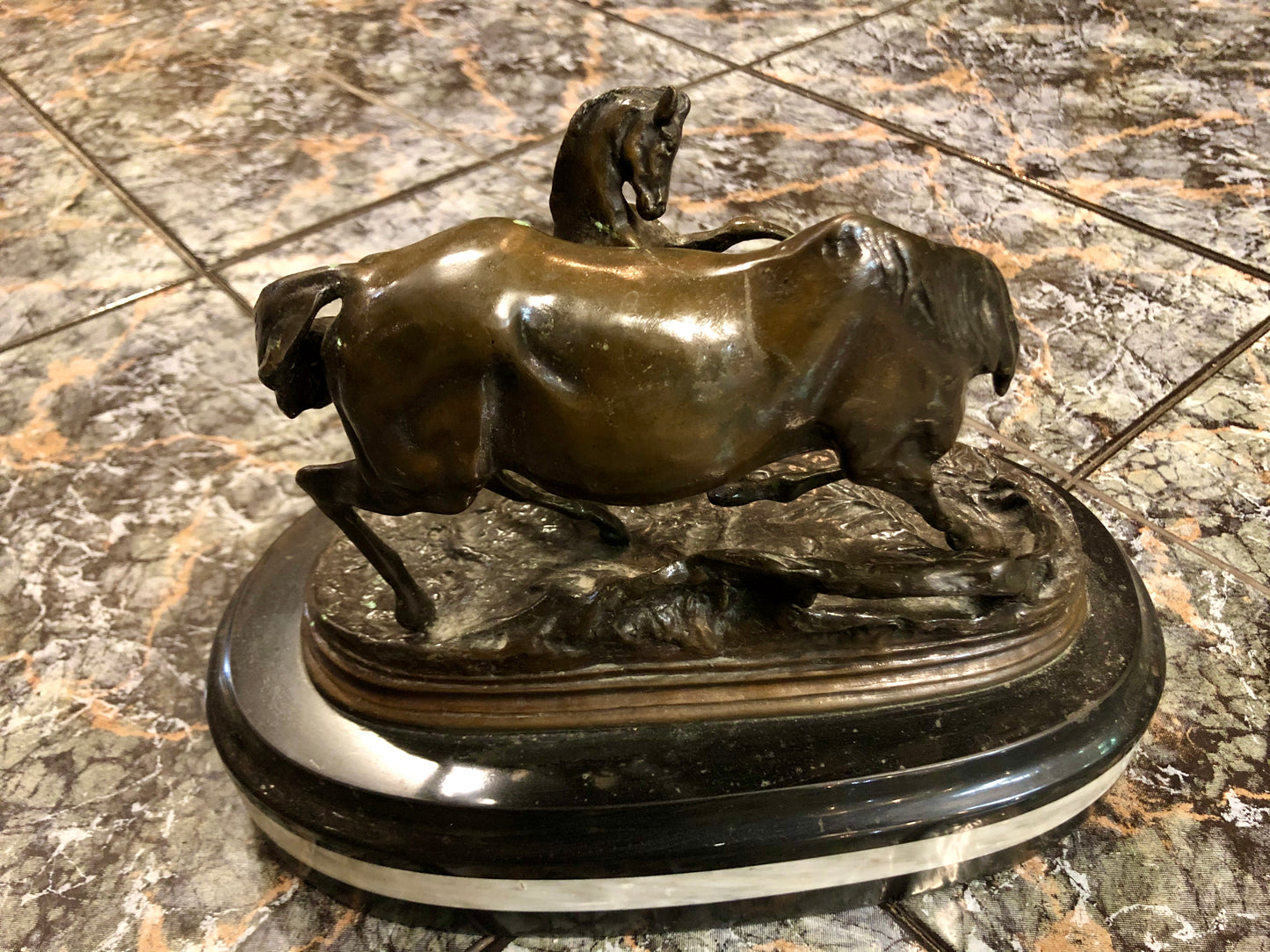 Two Horses, Bronze Statue.