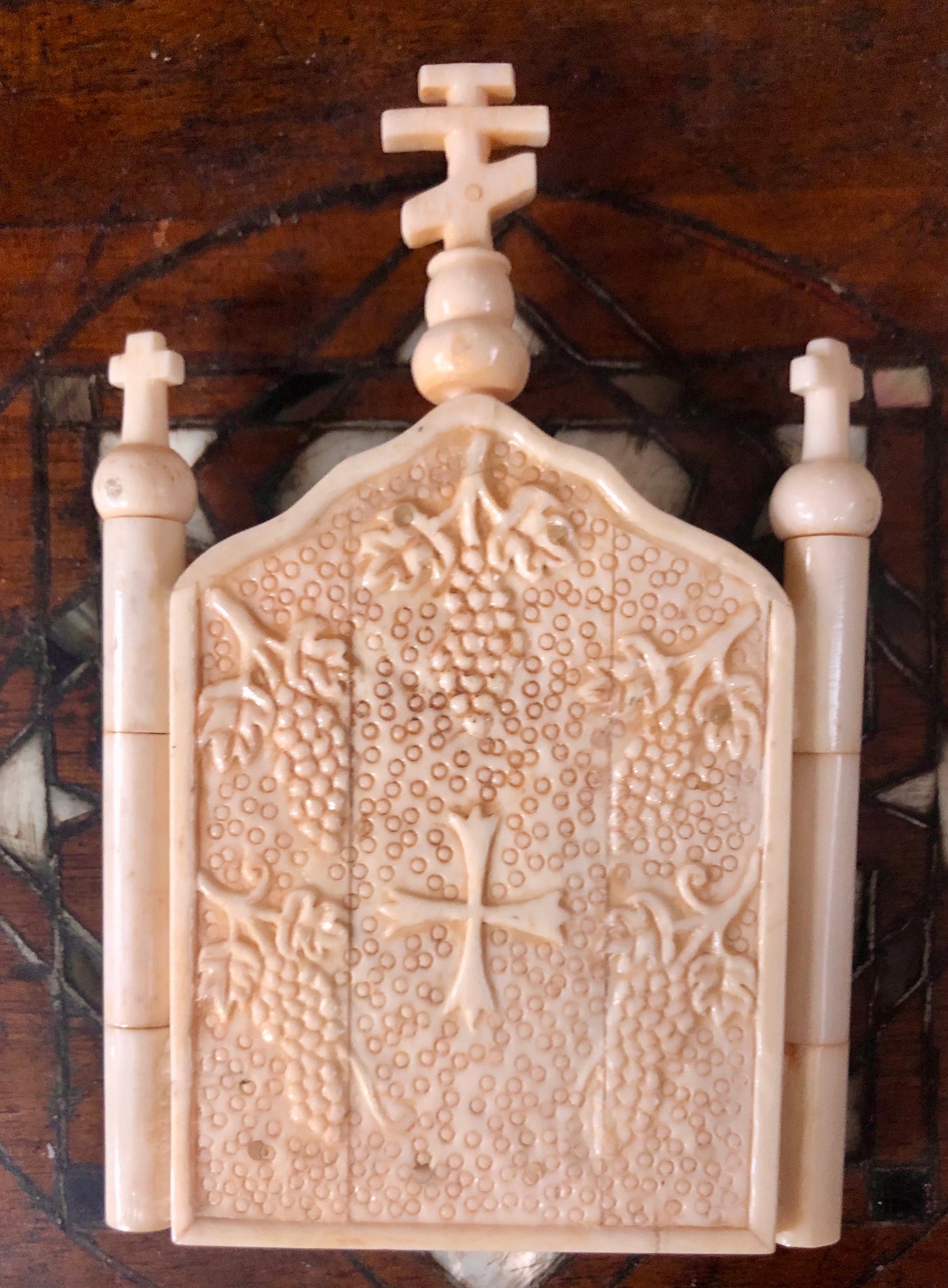 St. Nicholas, handmade icon painted and sculptured on Ivory. Late 19th Century.