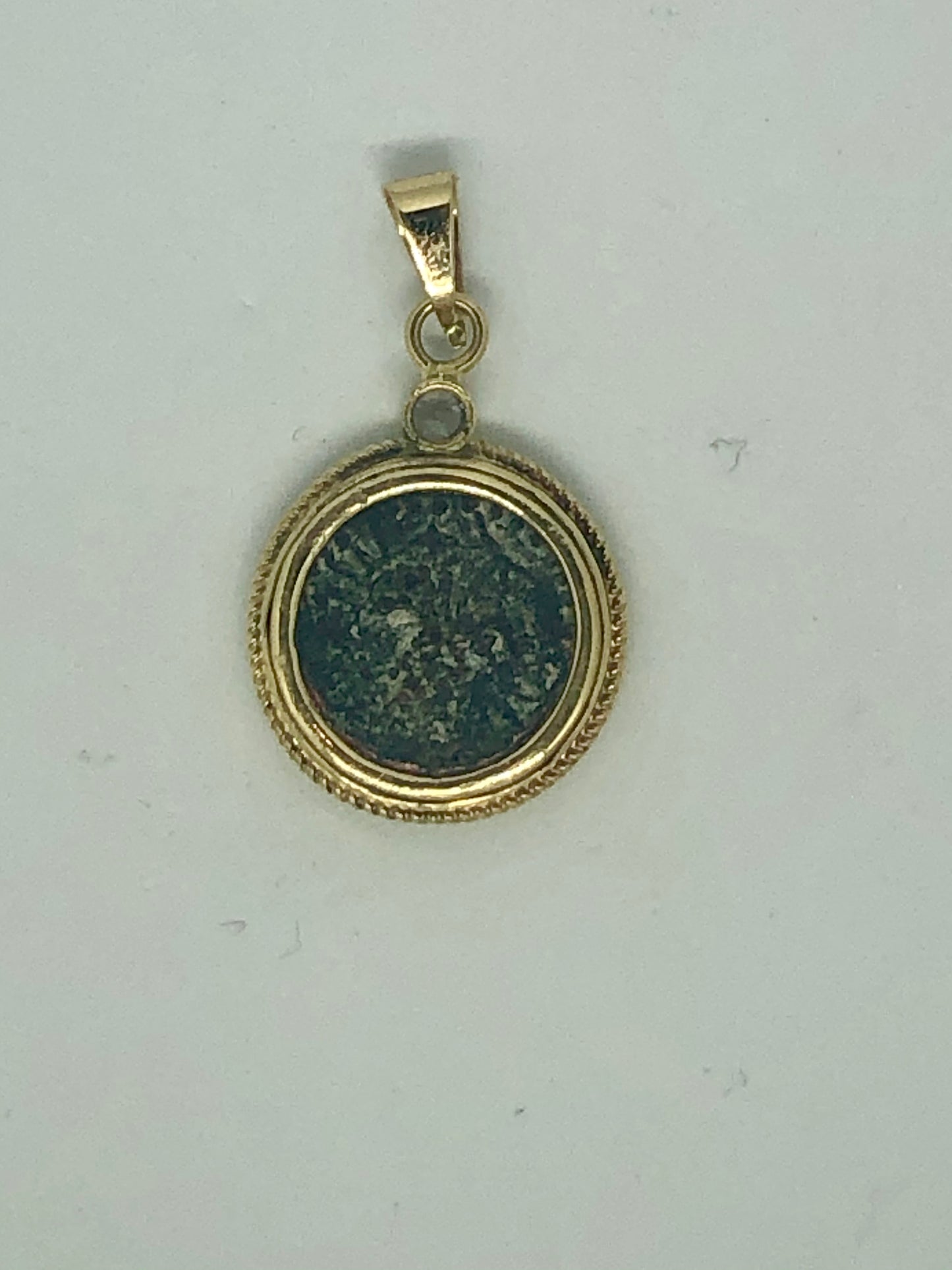 A Pendant of Bar Kochba Palm Tree coins, with a Diamond placed on the top, 14k.