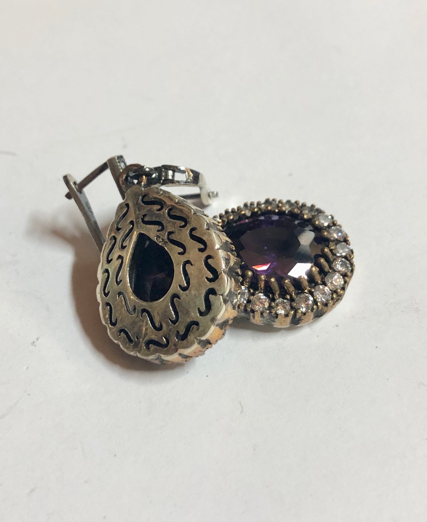 A 925 Silver pair of Earrings with Sapphire stones.