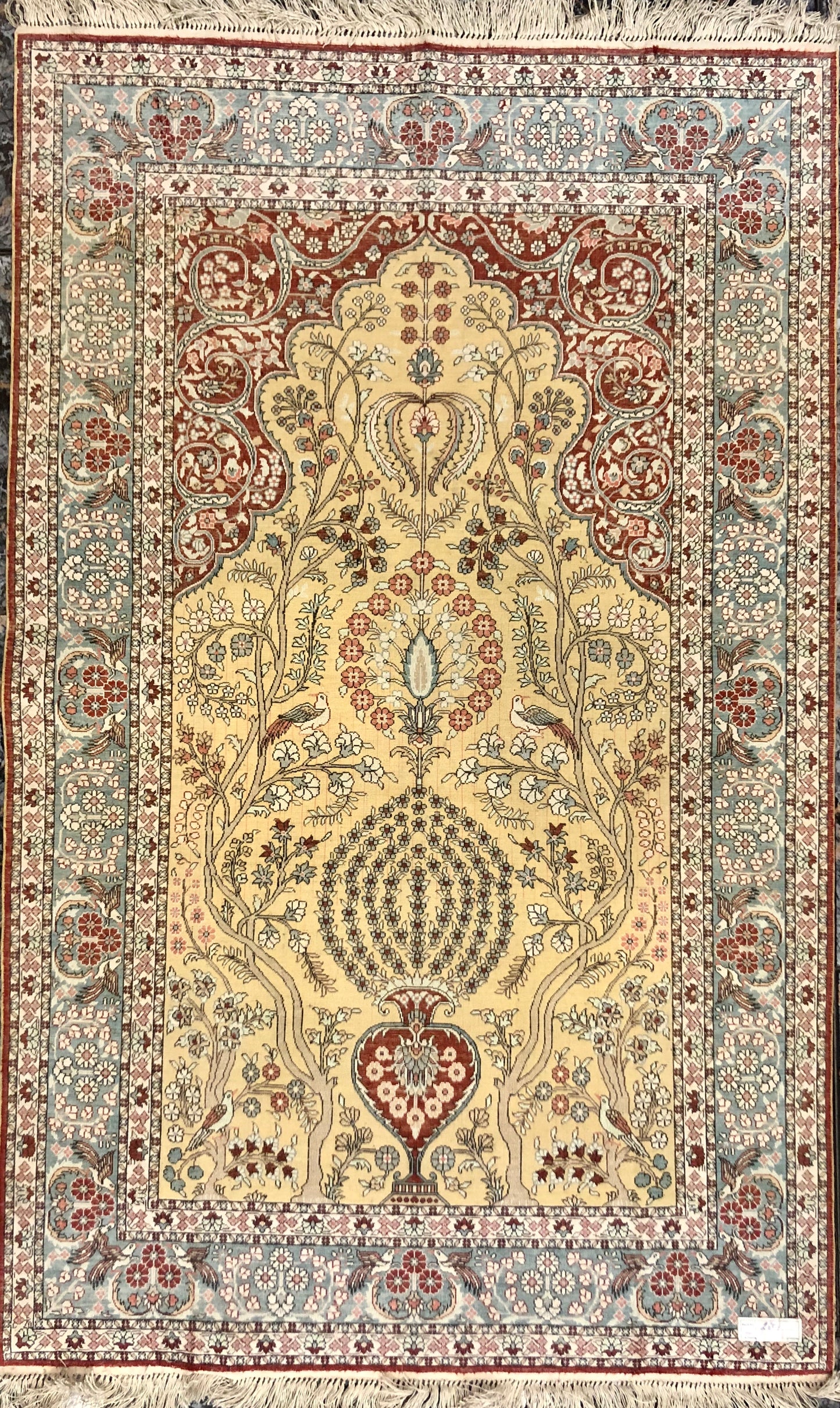Persian Qom handmade silk on silk Carpet.