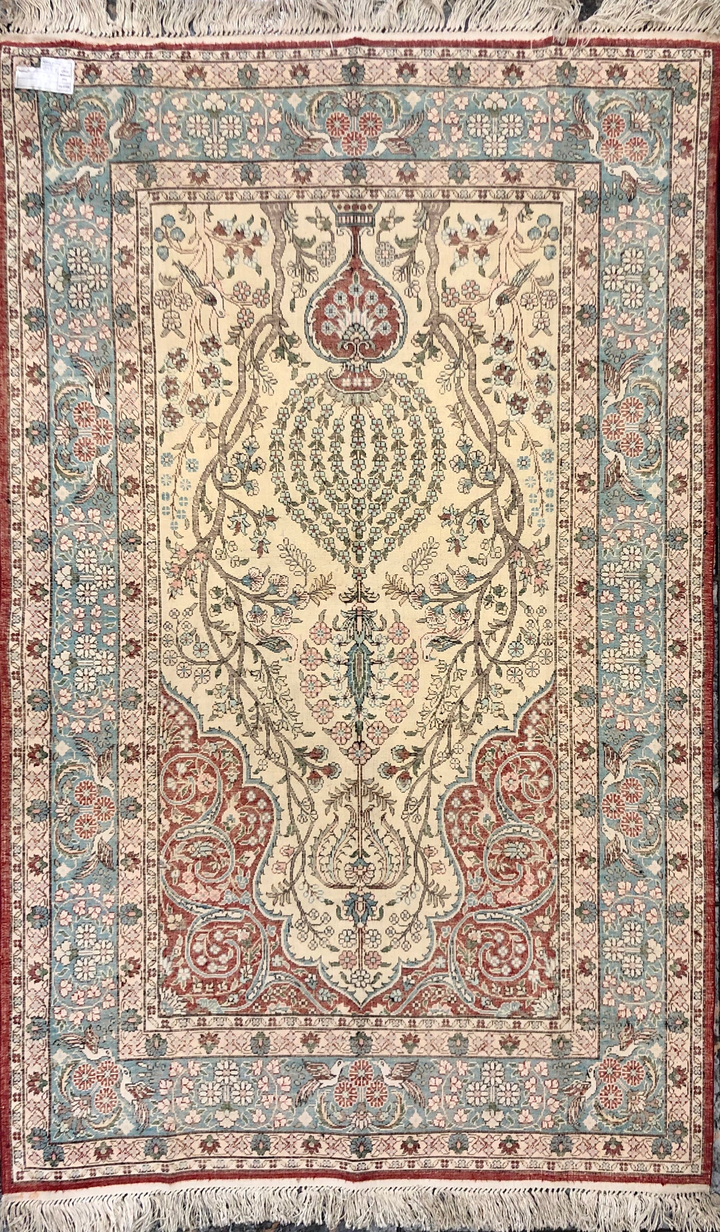 Persian Qom handmade silk on silk carpet.