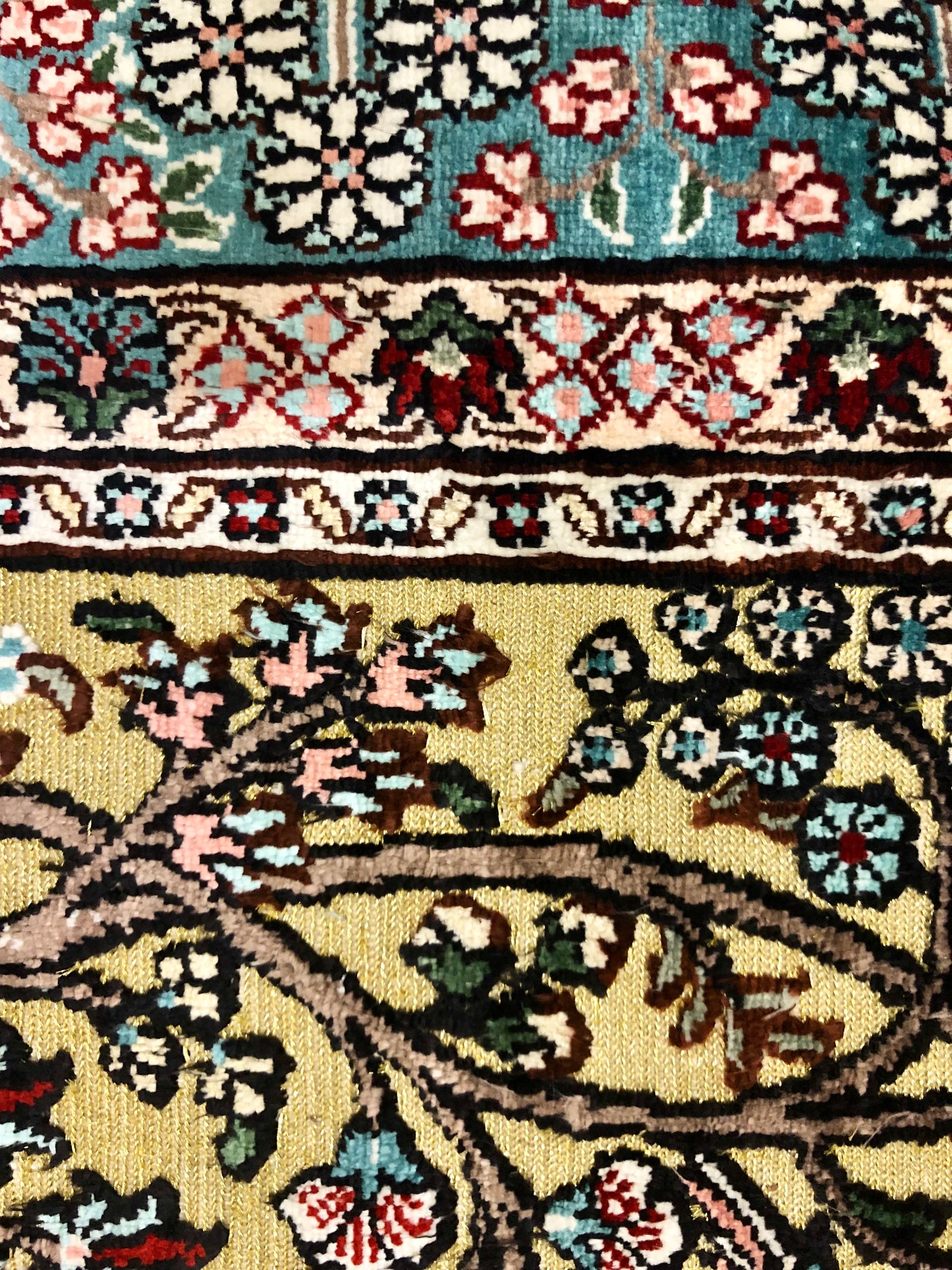Persian Qom handmade silk on silk carpet.