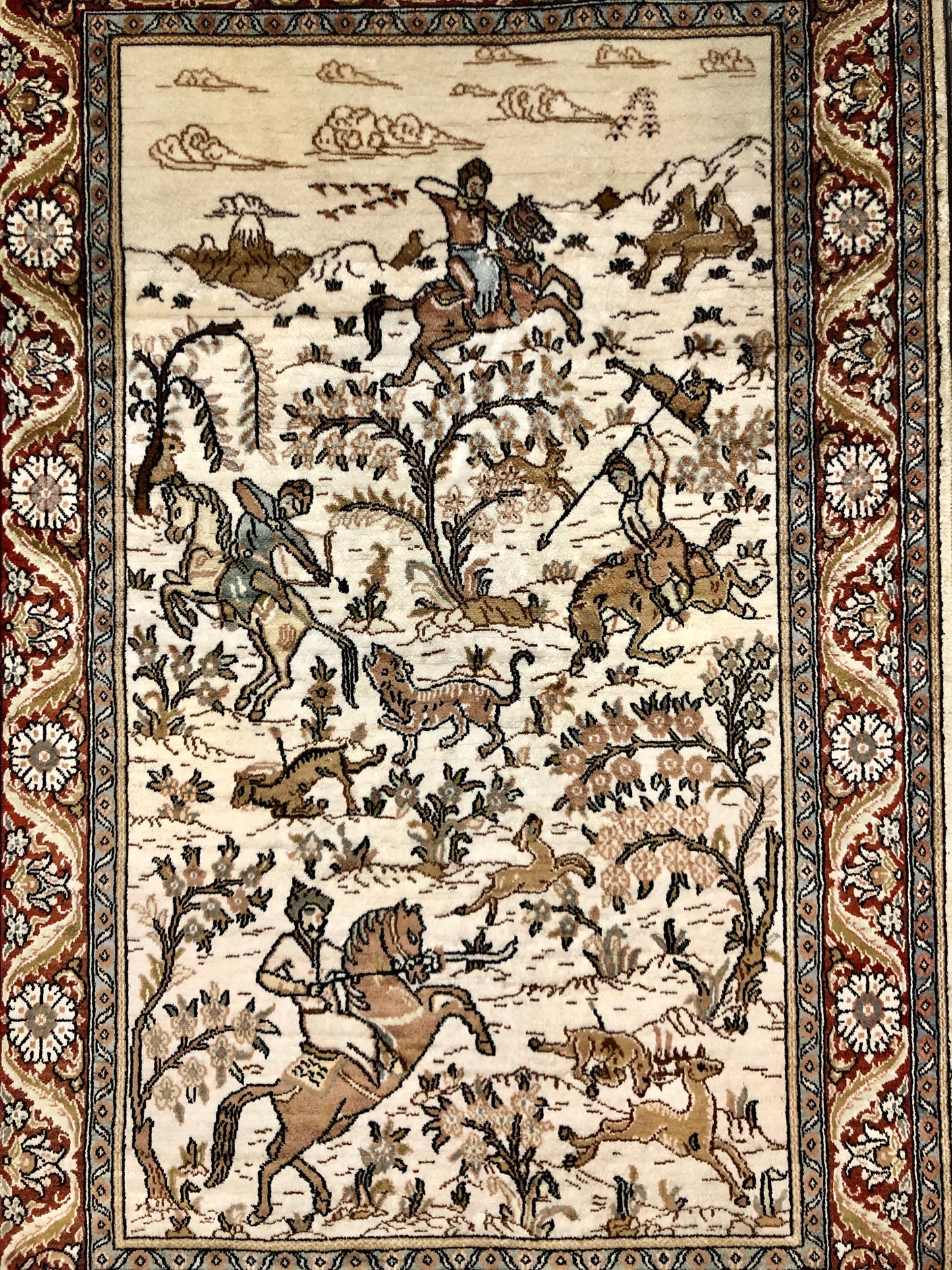 Persian Qom handmade silk on silk Carpet.