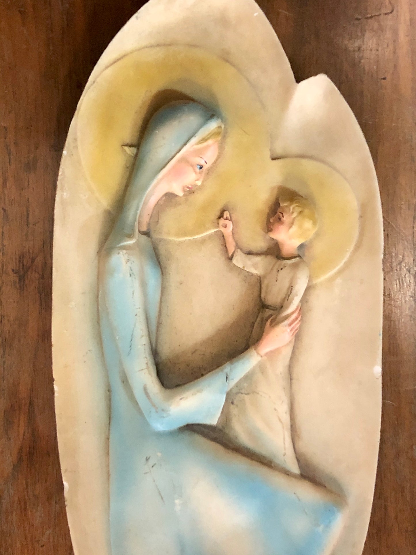 A Statue of The Virgin Mary with her child.