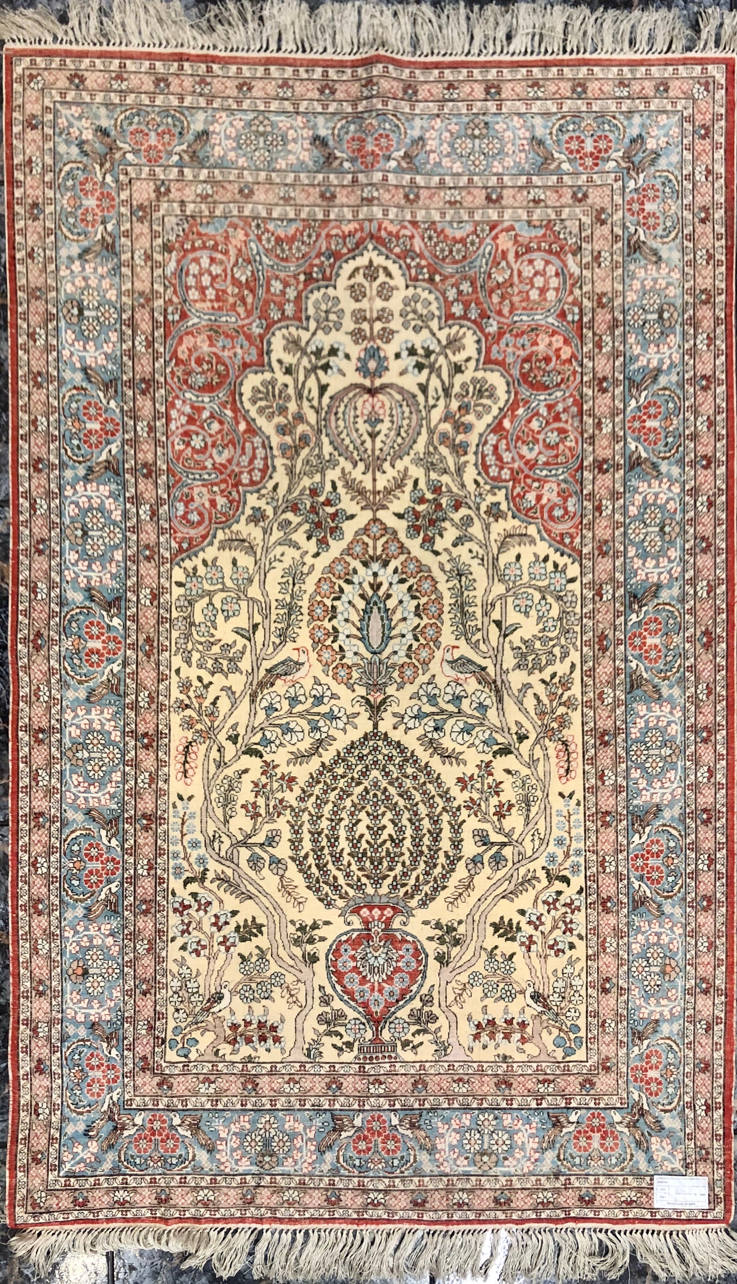 Persian Qom handmade silk on silk Carpet.
