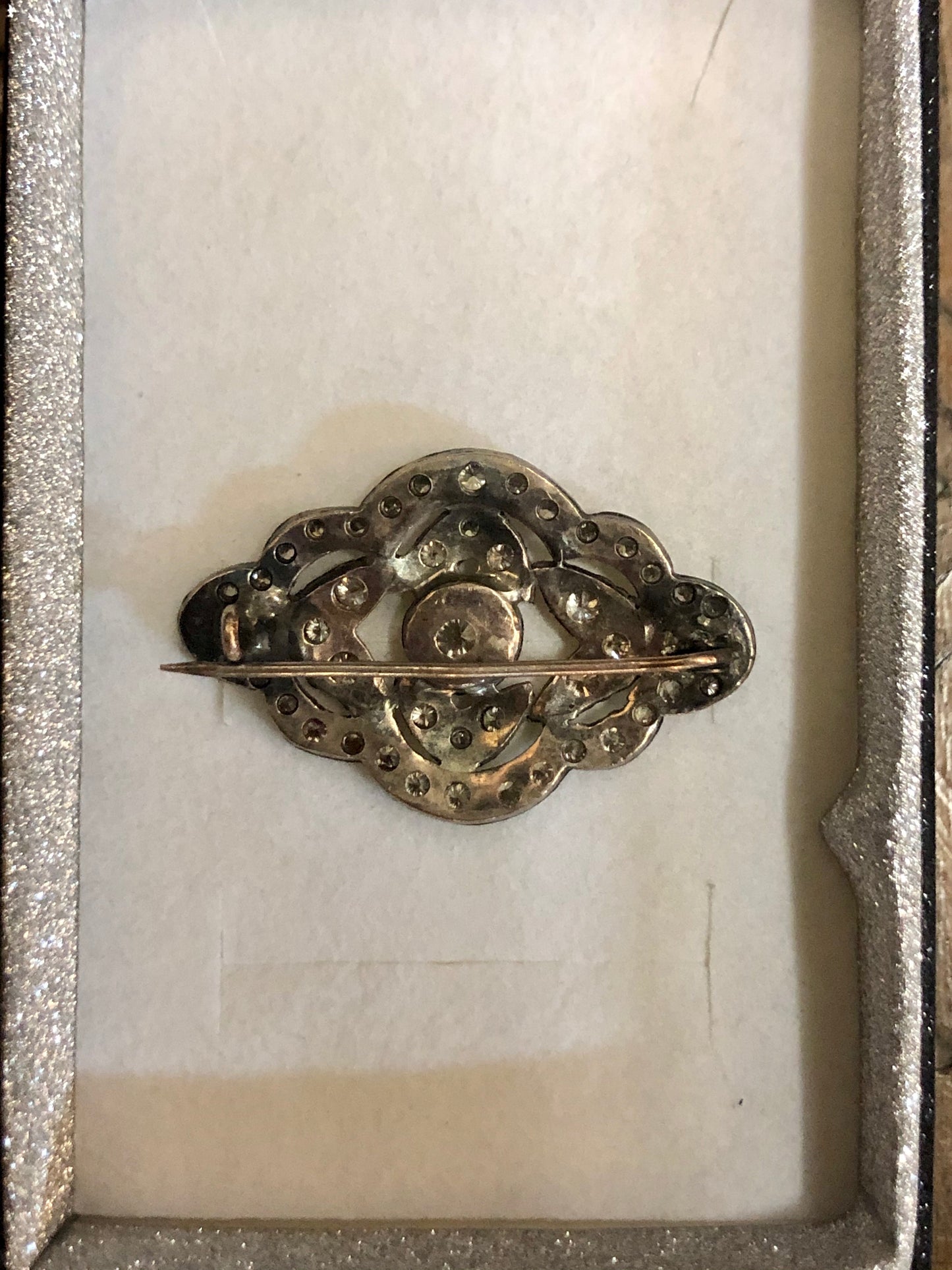 A Russian Golden Brooch with Diamonds. 120 Years old. 10K