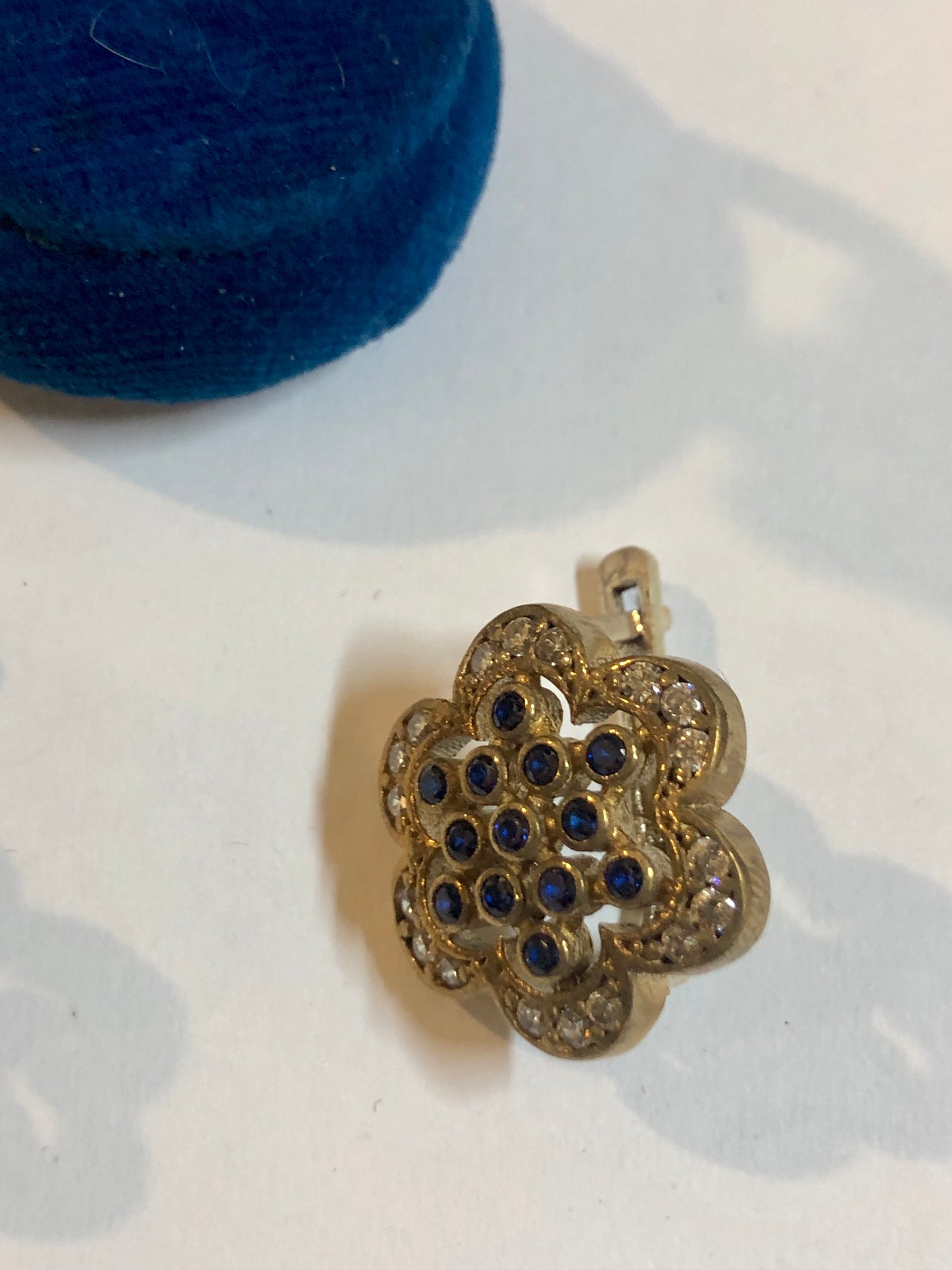 A 925 Silver set of a ring and earrings with Sapphire Stones.