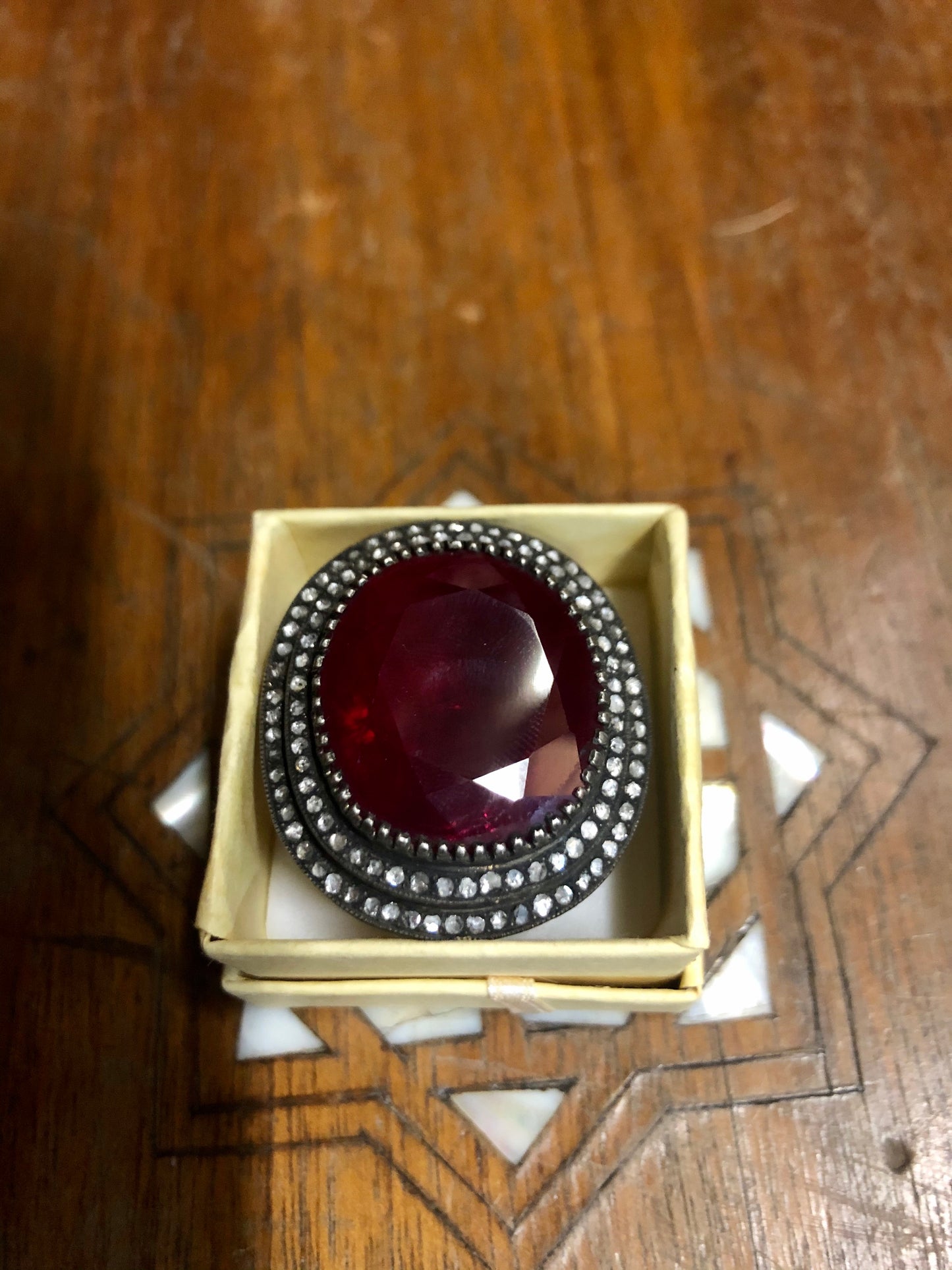 A Golden Ruby Ring with Diamonds, 9K.
