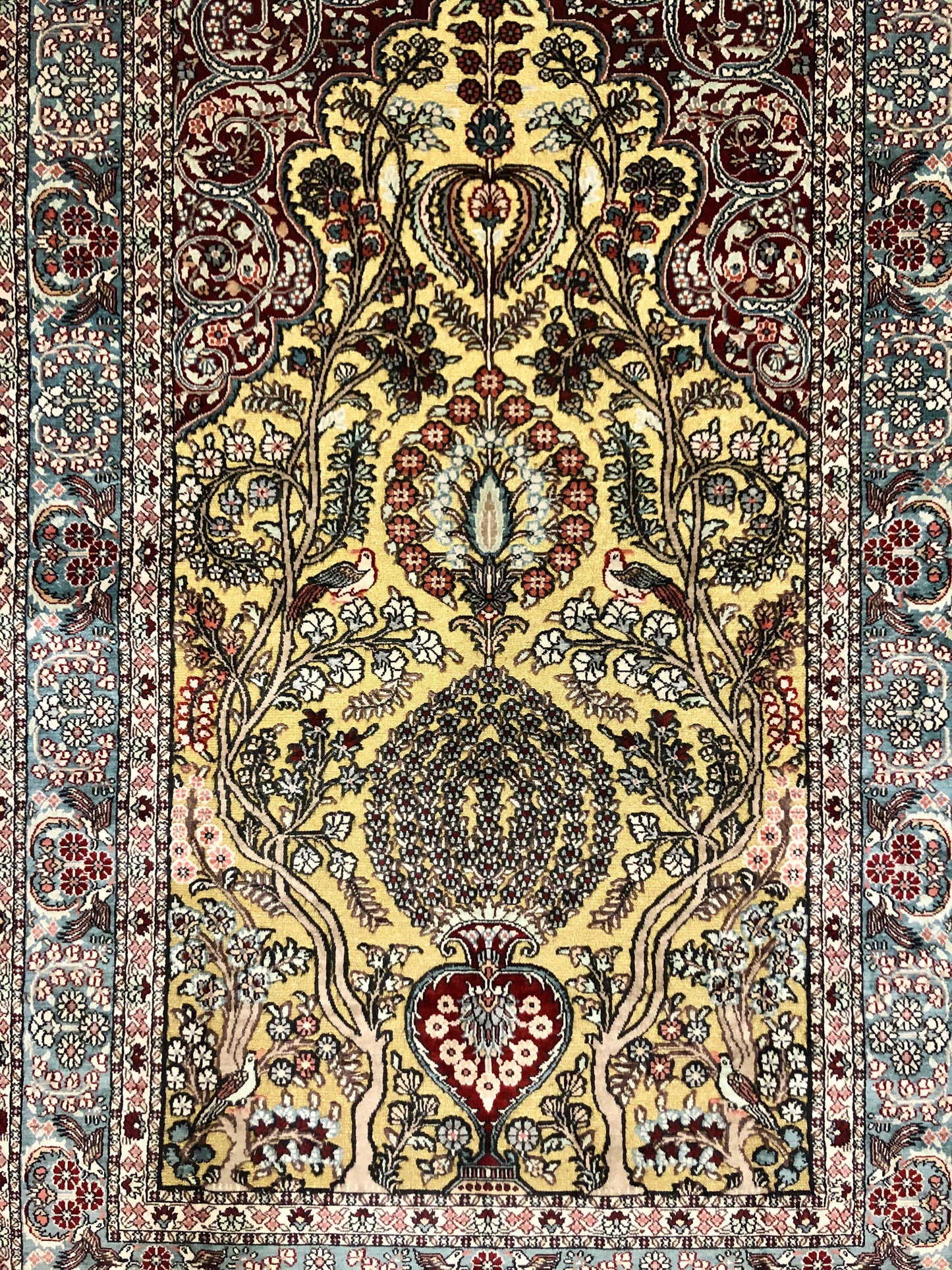Persian Qom handmade silk on silk Carpet.