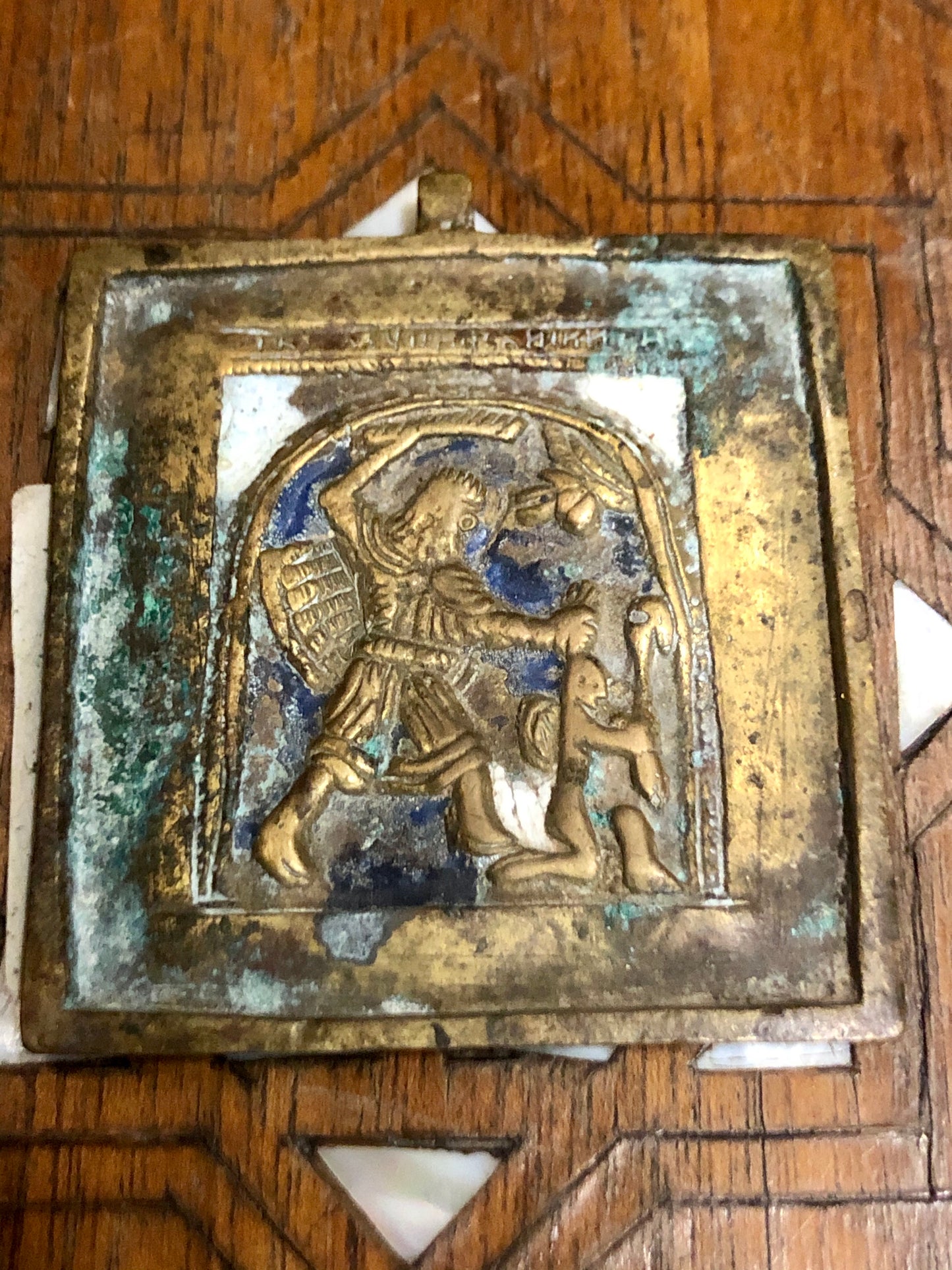 A handmade Bronze Russian icon of the Flagellation of Jesus Christ. 18th Century.