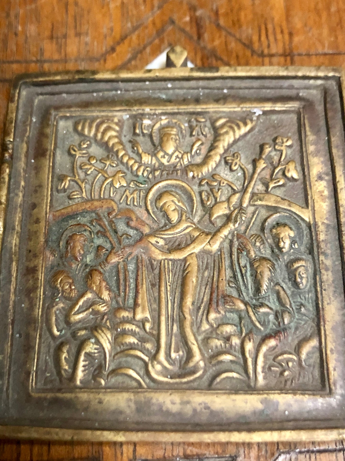 A handmade Bronze Russian icon of the Mother of All. 19th Century.