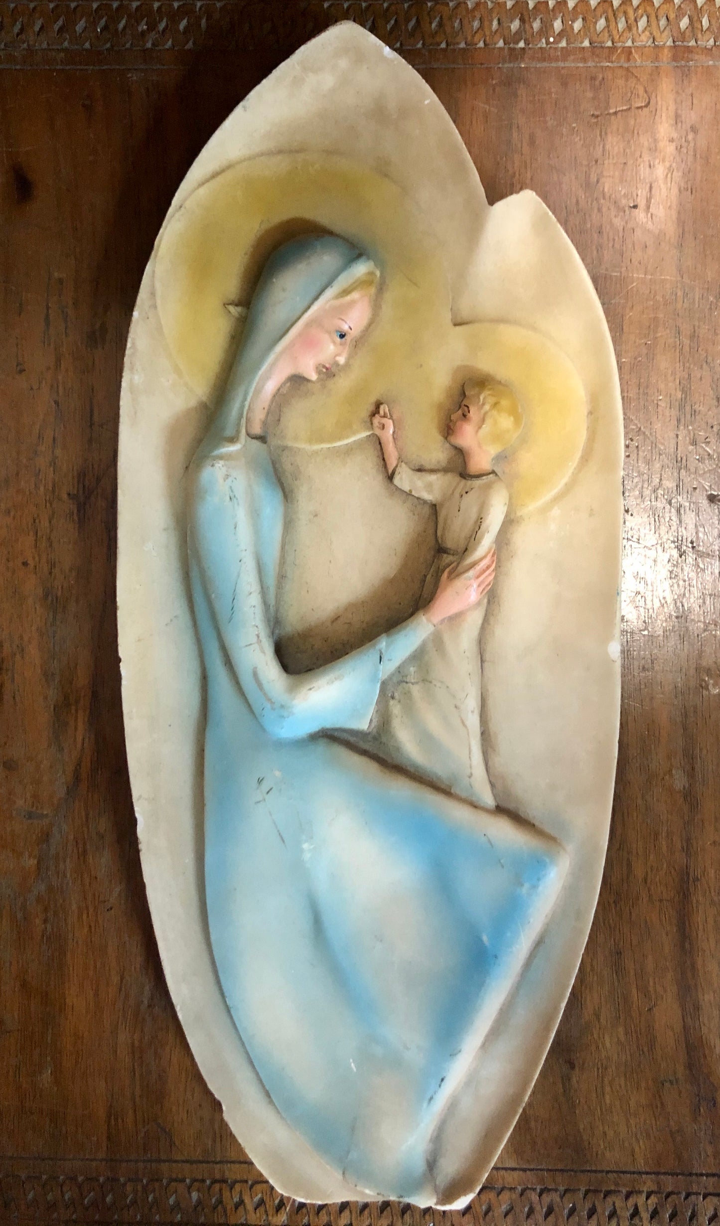 A Statue of The Virgin Mary with her child.