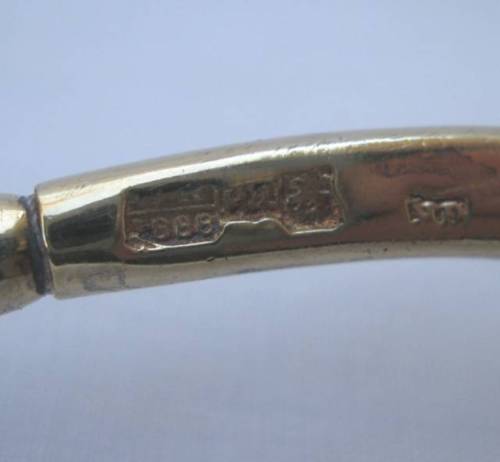 RUSSIAN 84 GILT SILVER CLOISONNE ENAMEL SERVING SPOON MOSCOW 1888