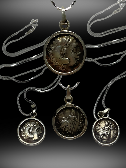 Alexander's Triumph: Half Tetradrachms of Alexander the Great in Sterling Silver Pendant