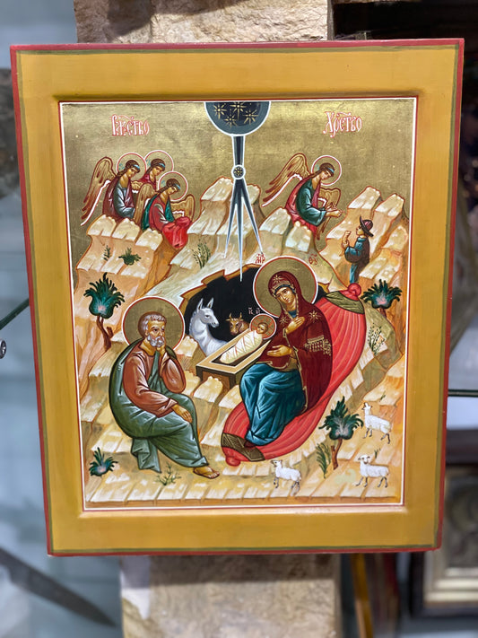 handmade Russian icon of the nativity second half of 19th century