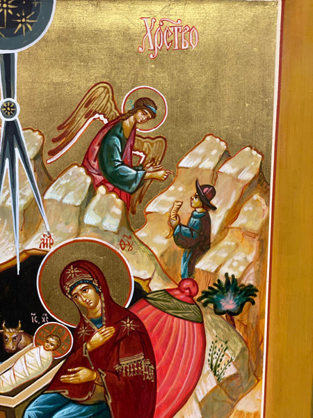 handmade Russian icon of the nativity second half of 19th century