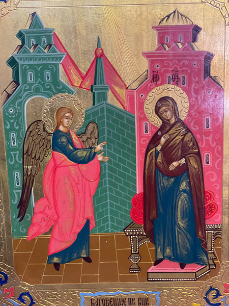 handmade icon of the annunciation late 19th century