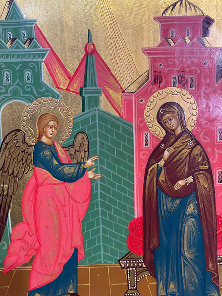 handmade icon of the annunciation late 19th century