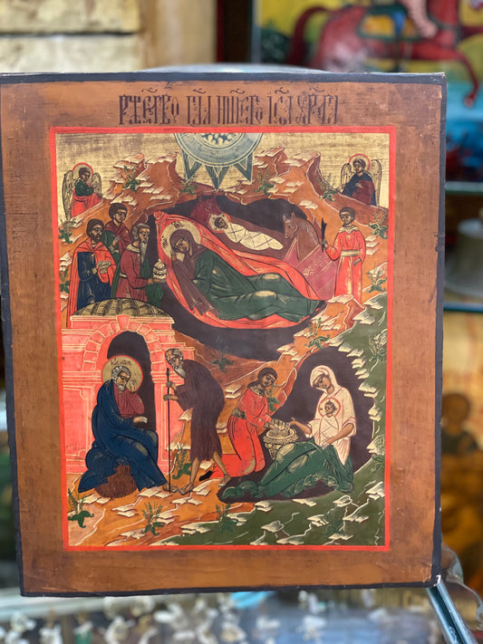 handmade icon of the nativity 19th century