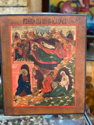 handmade icon of the nativity 19th century