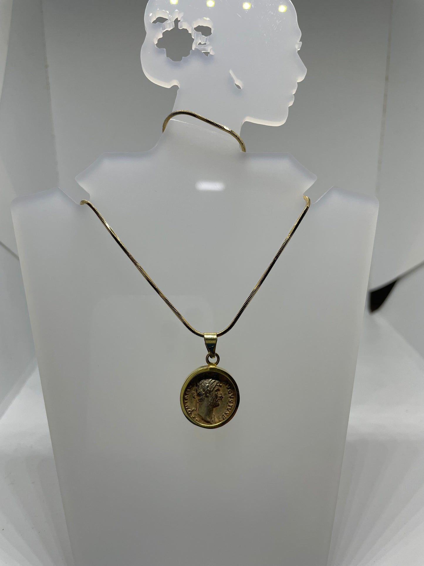 Roman Silver Denarius in 14k Gold Pendant