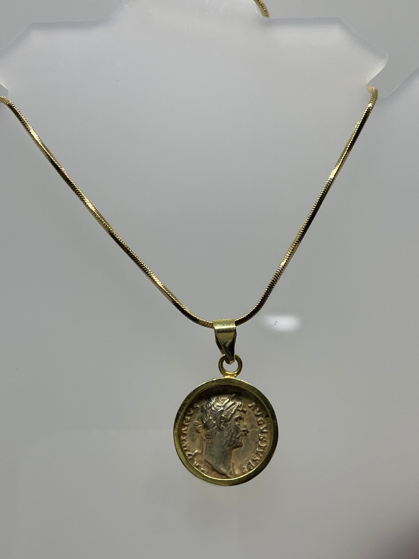 Roman Silver Denarius in 14k Gold Pendant