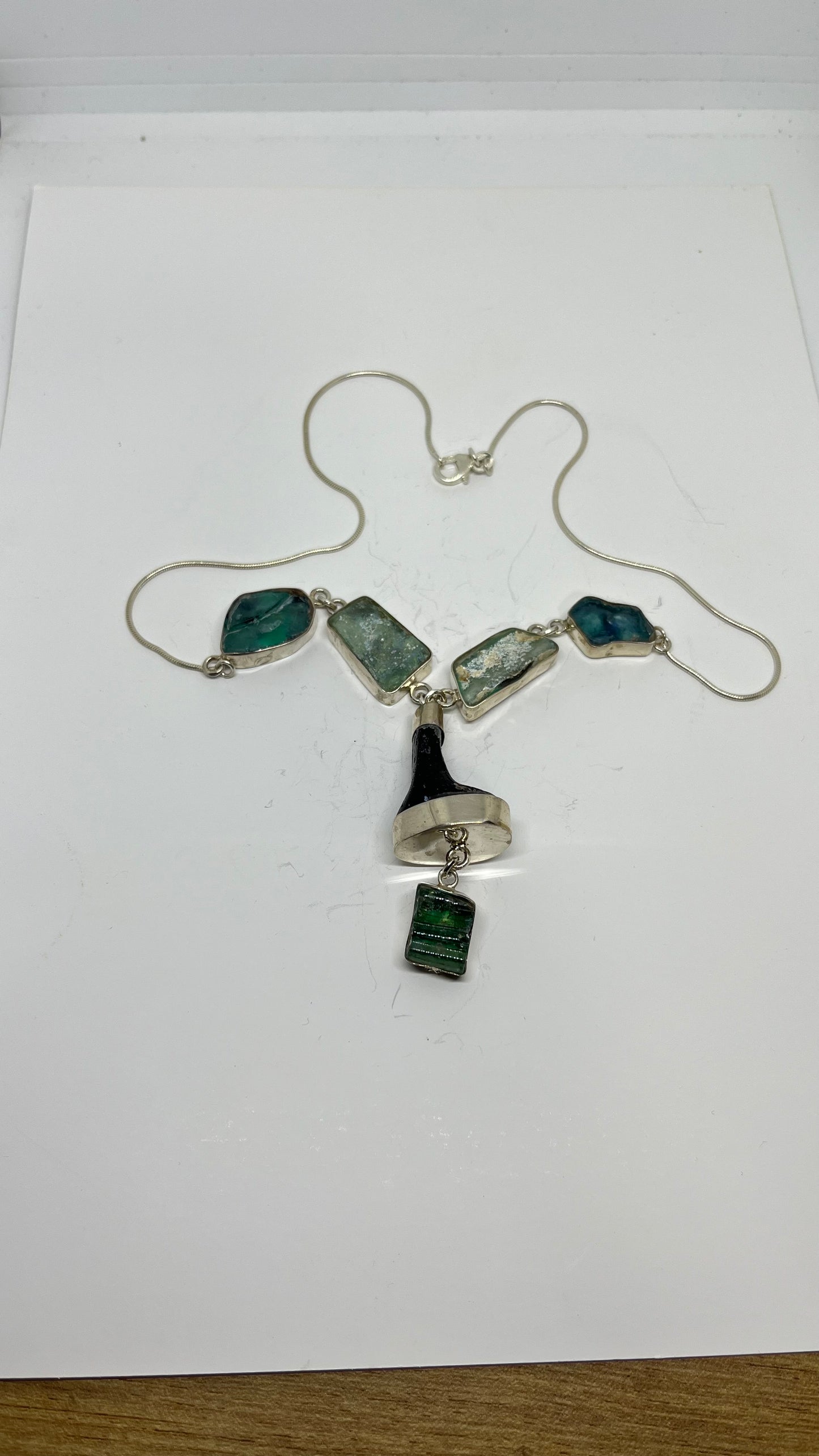 Ancient Splendor: Roman Glass in Sterling Silver Necklace