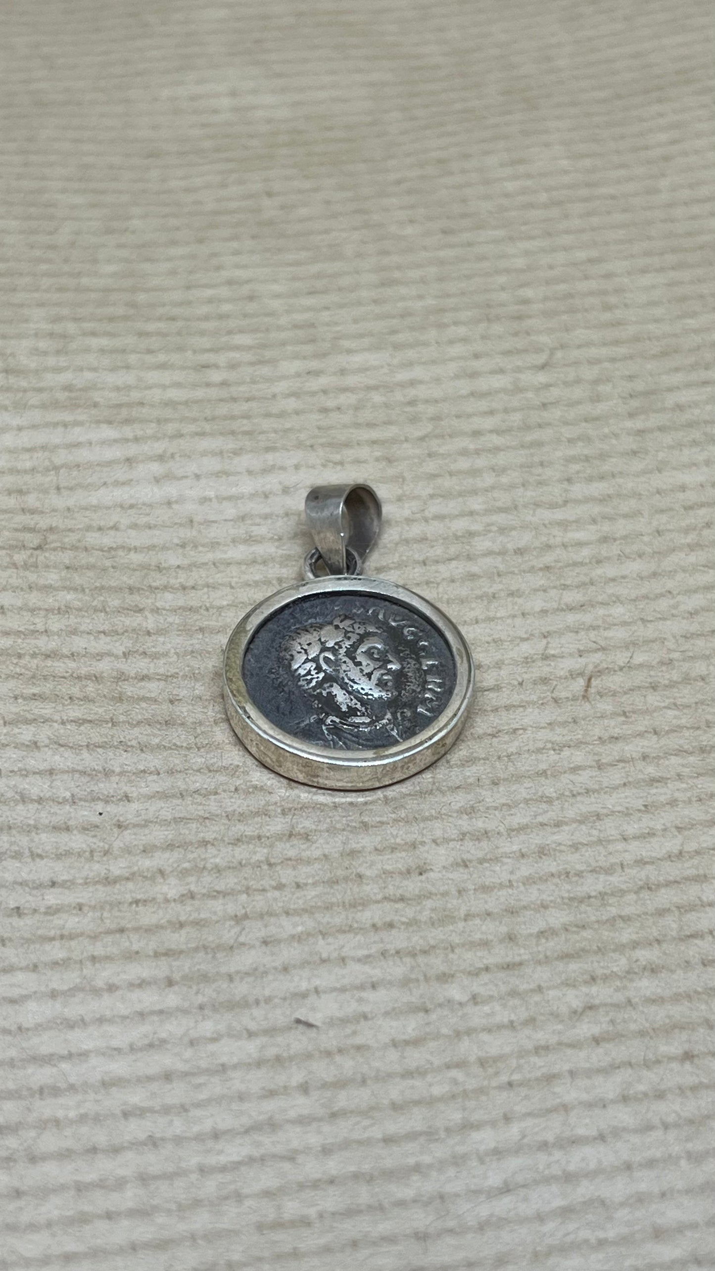 Ancient Majesty: Roman Silver Denarius in Sterling Silver Pendant