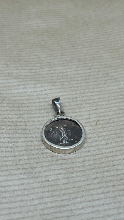 Ancient Majesty: Roman Silver Denarius in Sterling Silver Pendant