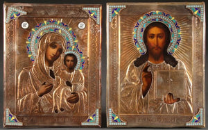 A PAIR OF RUSSIAN WEDDING ICONS, LATE 19TH CENTURY.