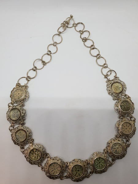 Ancient Biblical Bronze Widow's Mite Coins, set in Silver Necklace.