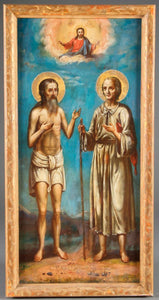LARGE RUSSIAN ICON OF ST. ALEXI AND ST. JOHN