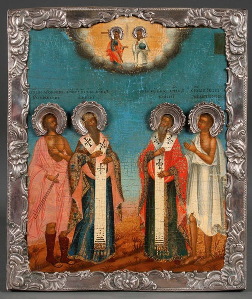 A RUSSIAN ICON OF SELECTED SAINTS, 18TH CENTURY.