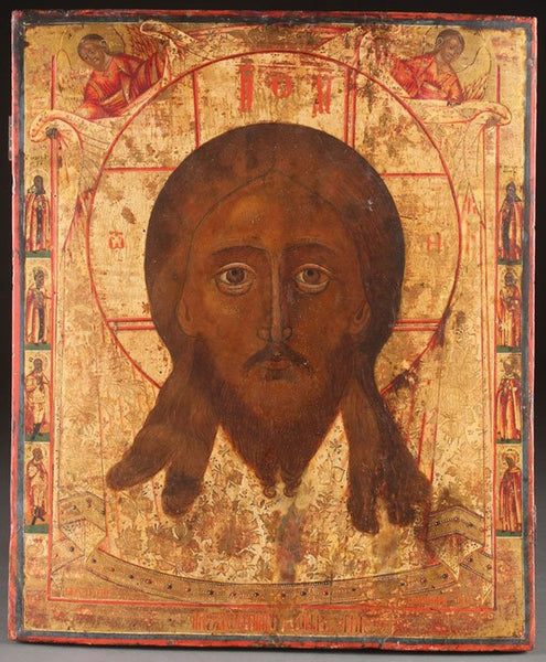A LARGE RUSSIAN ICON OF THE HOLY VISAGE, PROBABLY NEVYANSK, CIRCA 1850.