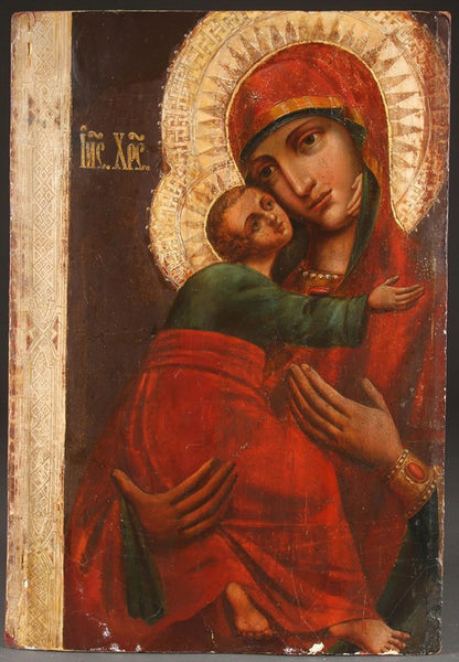 RUSSIAN ICON OF THE VLADIMIR MOTHER OF GOD