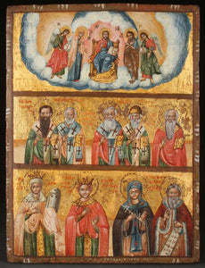 GREEK ICON, CIRCA OF the Deisis, five selected Saints