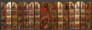 A LARGE AND IMPRESSIVE FOLDING ICONOSTASIS STYLE ICON, LAST PART OF THE 19TH CENTURY.