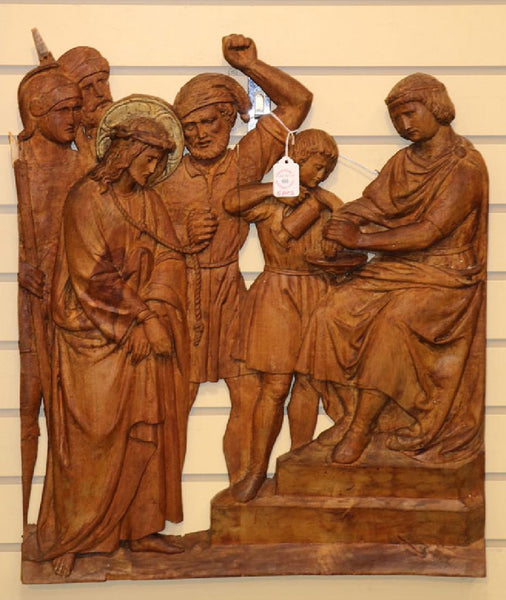 AN IMPRESSIVE GROUP OF FIVE RELIEF CARVED WOOD PANELS OF THE PASSION, GERMAN, 19TH CENTURY