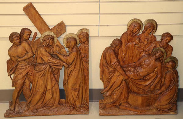 AN IMPRESSIVE GROUP OF FIVE RELIEF CARVED WOOD PANELS OF THE PASSION, GERMAN, 19TH CENTURY