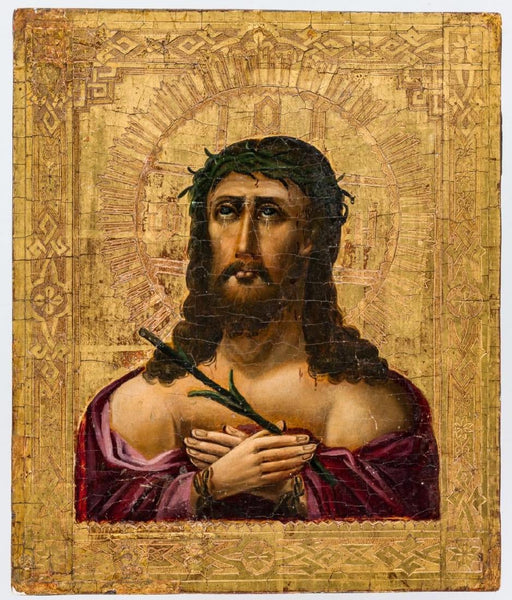 Christ crowned with thorns (Ecce homo), Russian icon, end of 19th Century.